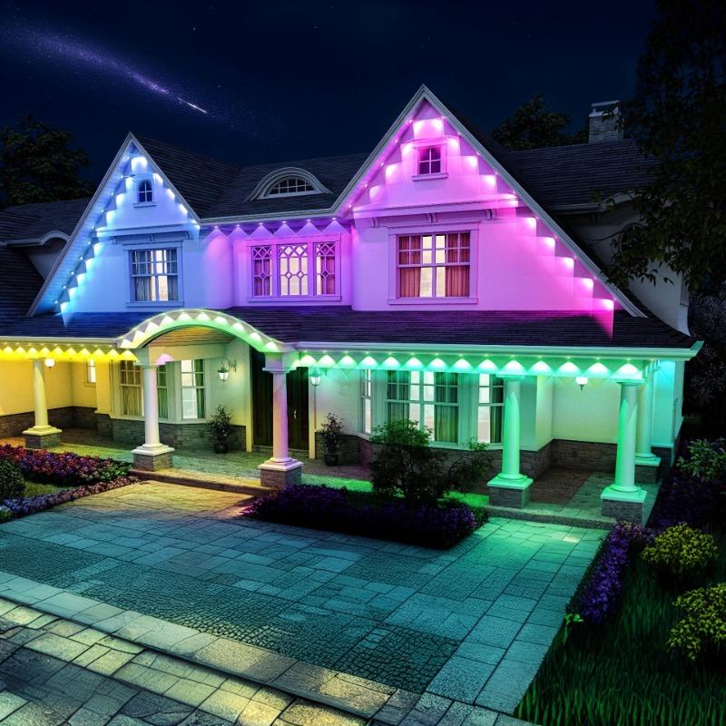 50FT/100FT/150FT/200FT/300FT Smart Permanent Outdoor Lights IP67 Waterproof Eaves Light with Alexa & Google for Halloween Decor