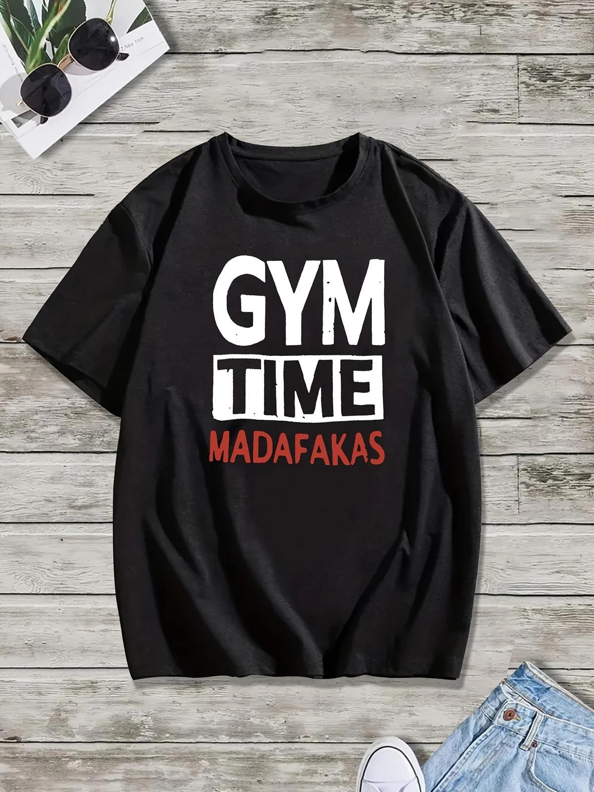 Funny Gym Time MADAFAKAS Workout Shirt Mens Fitness Graphic Tee XXL