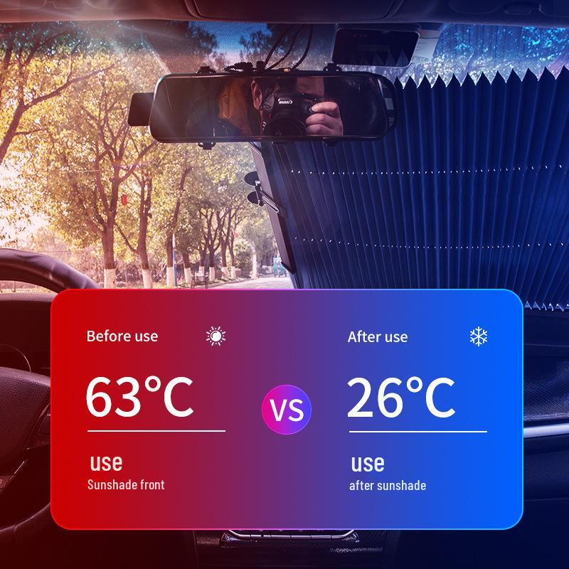 Automatic Retractable Car Sunshade: Heat-Insulating Windshield Visor & Light-Blocking Folding Curtain