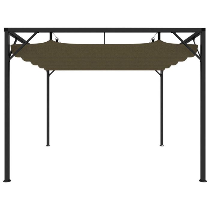 Chapiteau de jardin avec auvent rétractable - vidaXL - 3x3m - Taupe - 180 g/m²