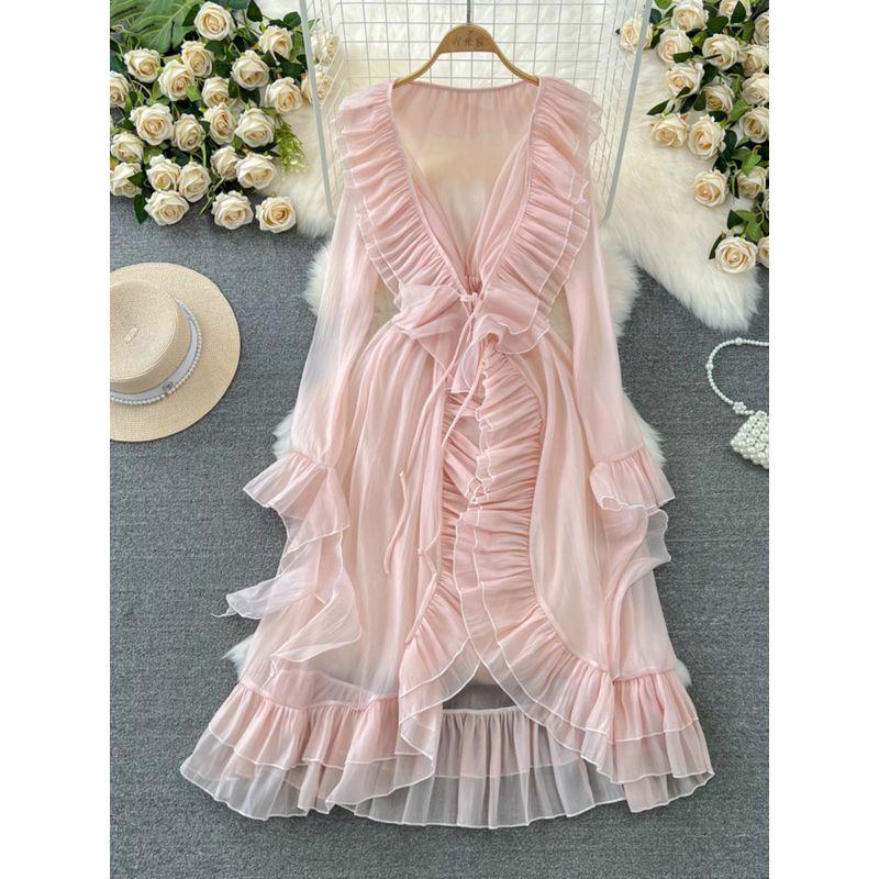 French Horn Long Sleeves Sun Protection Dress Seaside Cardigan