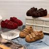 Leather Velcro Women's Shoes Red Dexun Shoes Women's 2025 Autumn New Student Bread Shoes Casual Board Shoes