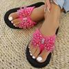 Women's Slip-On Rhinestone Sandals - Sparkling Toe Strap, Slip-Resistant EVA Sole - Pink Formal & Casual Shoes for Parties