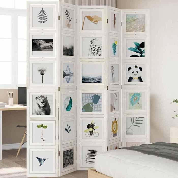 VidaXL Cloison de Séparation 5 Panneaux, Paravent de Chambre, Panneau de Séparateur de Pièce, Écran d'Intimité Salon Bureau, 358696