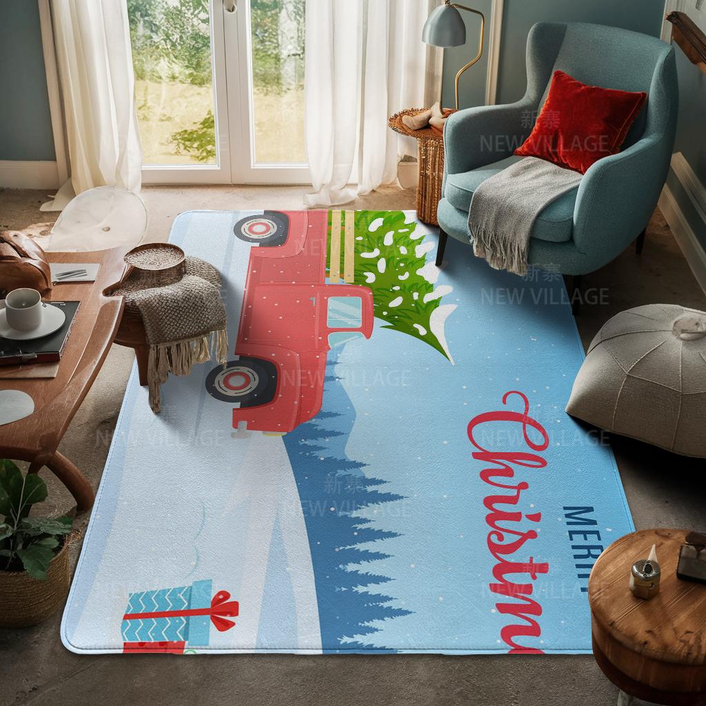 House Entrance Carpet Home Door Mat Living Room Bath Foot Bathroom Non-slip Water Absorption Rugs Bath Merry Christmas Winter