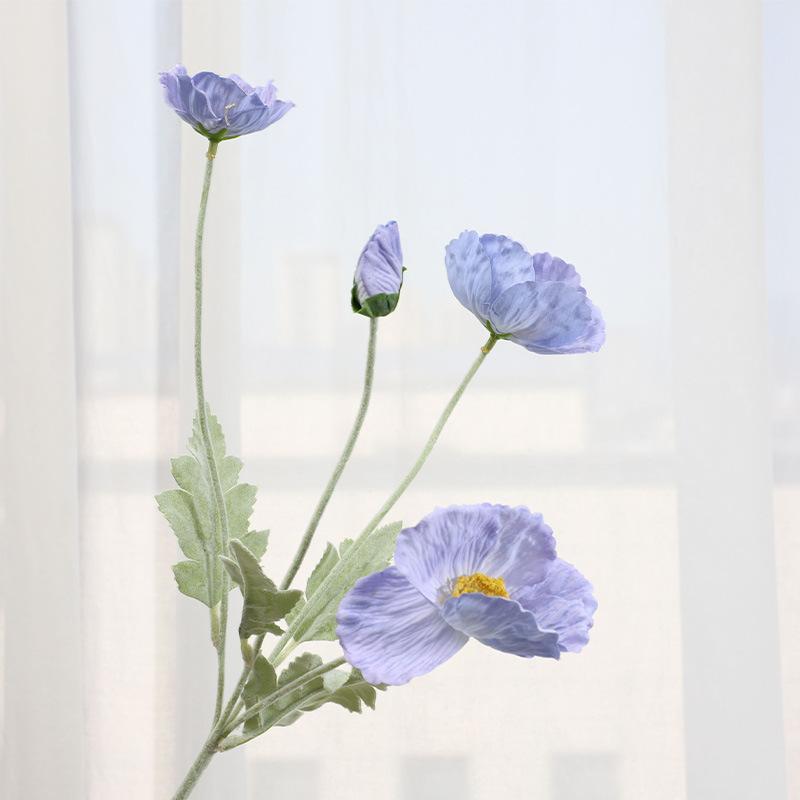 Feel moisturizing flocking poppy simulated flower hotel window setting props atmosphere fake flower