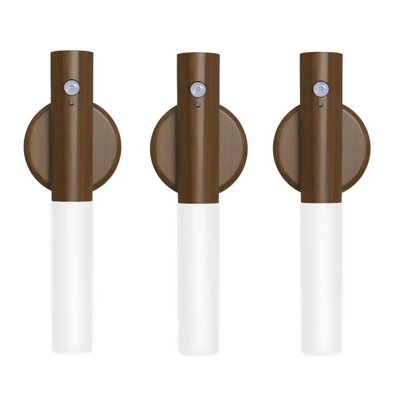 1/2/3/4PCS LED Night Light Motion Sensor Lamp Wood Grain Wall Lights Rechargeable Magnetic for Bedroom Bedside Stairs Hallway