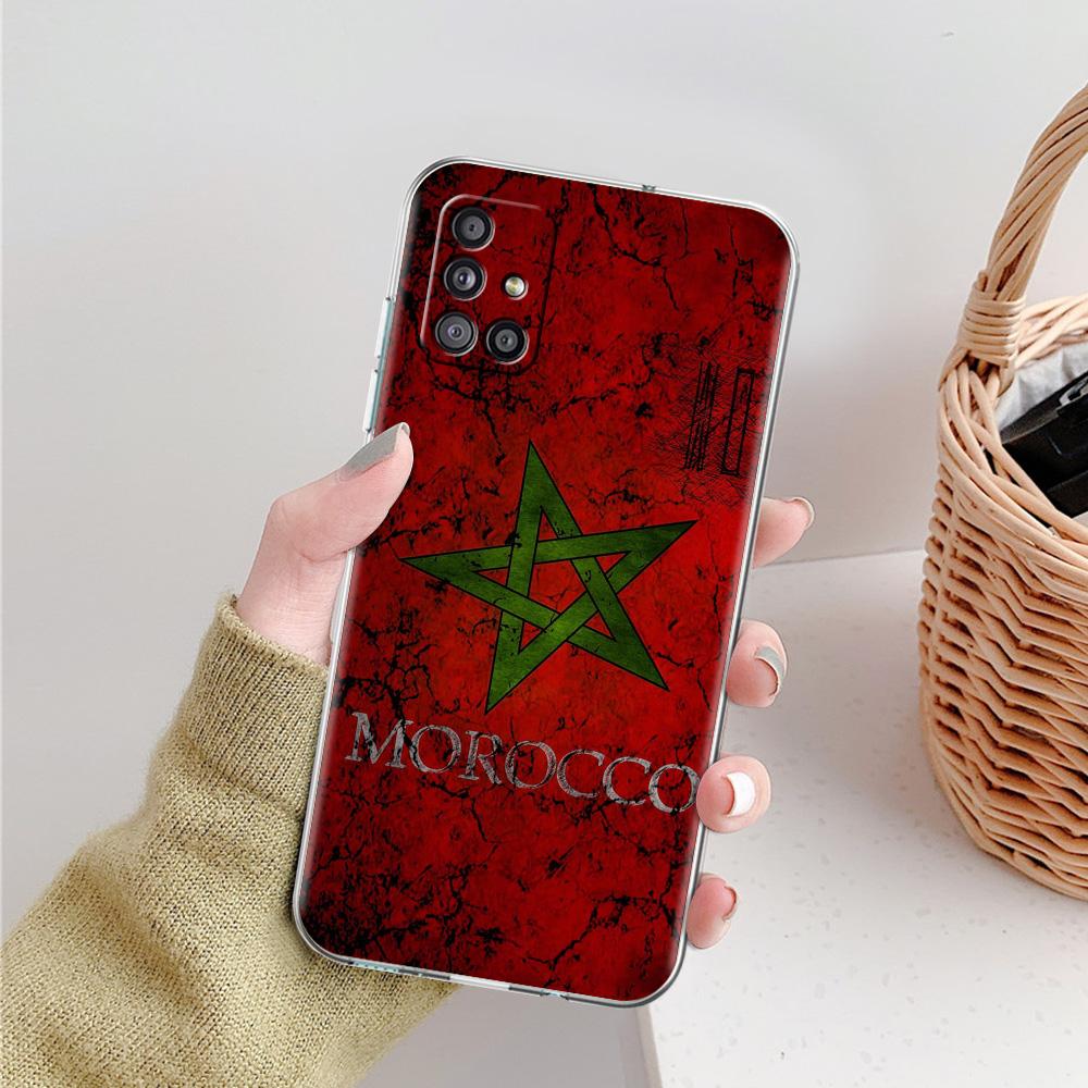 Phone Case For Samsung A15 A13 A35 A55 A51 A71 A41 A31 A21S A03S A05 A17 A23 A25 A33 A53 A73 5G A07 4G Cover Morocco Flag Soccer