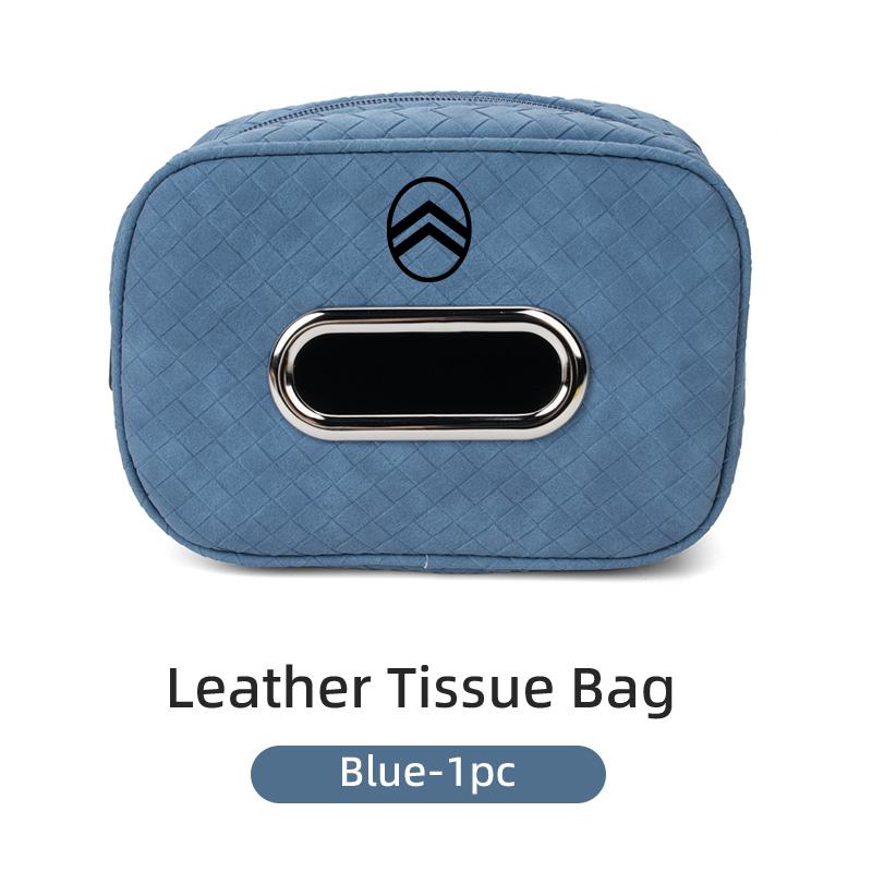 Plaid Pattern Car Tissue Bag PU Leather For Citroen C4 C3 C5 C1 C2 Berlingo Celysee Cactus Picasso Aircross Grand