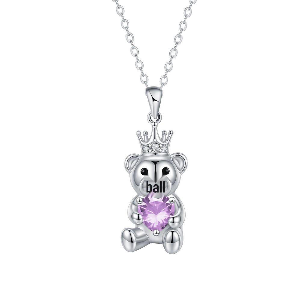High-End European & American Micro-Inlaid Cute Bear Pendant Necklace for Women – Trendy Clavicle Chain Accessory