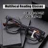 Stylish Square-Frame Multifocal Presbyopia Glasses Unisex Fashionable Blue Light-Blocking Progressive Multifocal Reading Glasses