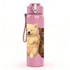1PC Two Cats Gesture Cartoon Art 750ml Color Plastic Sports Water Bottle Leakproof Flip Straw Lid Suitable for Sports Office Home Use