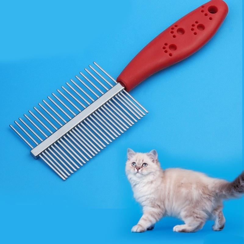 Pet Hair Comb Gentle Deshedding Comb Ergonomic Handle Pet Comb Cats Grooming Supplies for Pet Owners Metal