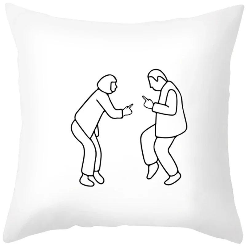 Luxury Home Decoration Pillowcase Simple Line Sketch Character Pattern Cushion Cover Living Room Sofa Cushion Cover