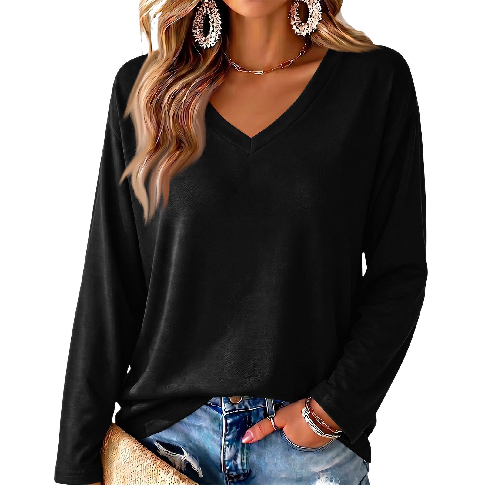 Women s V-Neck Printed Lightweight Top for Spring and Summer L