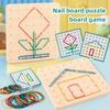 Geoboard Drewniana Tablica z Kołkami Zabawka Puzzle z Gumkami Karty Wzorów, Montessori Wczesna Edukacja STEM Zabawka dla Maluchów 3+ Dzieci