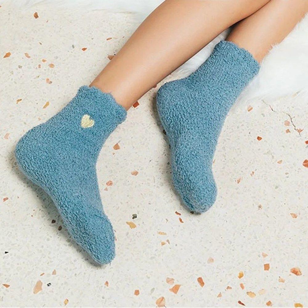 1 pair Women Girls Heart Design Soft Winter Socks Sleeping Socks Foot Warm Floor Fluffy Socks
