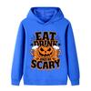 Soft Children Hoodie, Halloween Pumpkin Beer Cup Spider Web Slogan Print, Autumn Winter Long Sleeve Pullover Sweatshirt For Kids Daily Wear