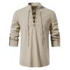 2026 Neues Herren Henley-Shirt Lässiger Pullover Mode Stehkragen Langarm Einfarbiges Hemd