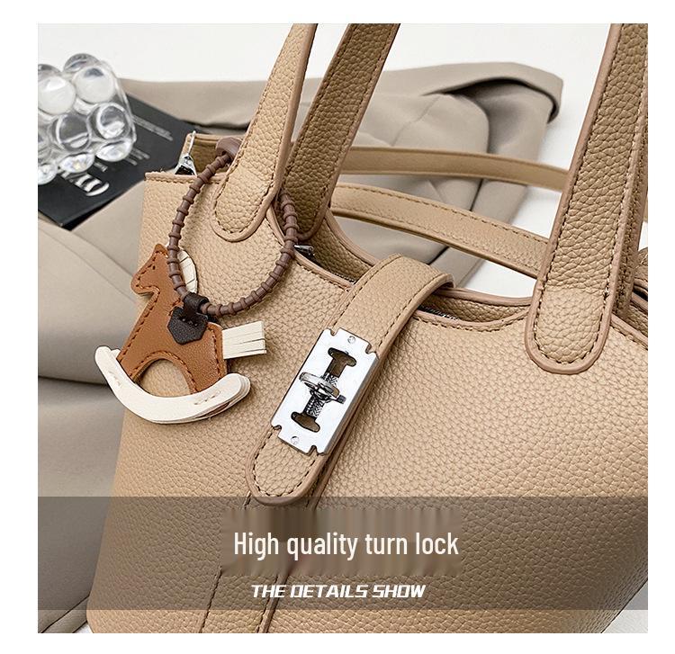 Korean Style Lychee Texture Women's Crossbody Bucket Bag - 2026 Fashionable & Versatile Handheld Vegetable Basket