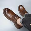 Men's Retro Derby Low-Top Leather Casual Work Shoes - Breathable, Round Toe, American Style
