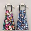 Flower Print Kitchen Apron Waterproof Anti-fouling Cooking Baking Bibs Sleeveless Breathable Catering Work Clothes for Women