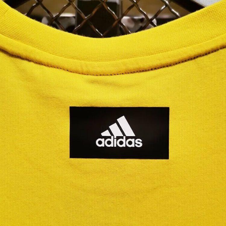 Adidas T Shirts Men's Yellow Crew Neck Moderate Straight Fit GP9505