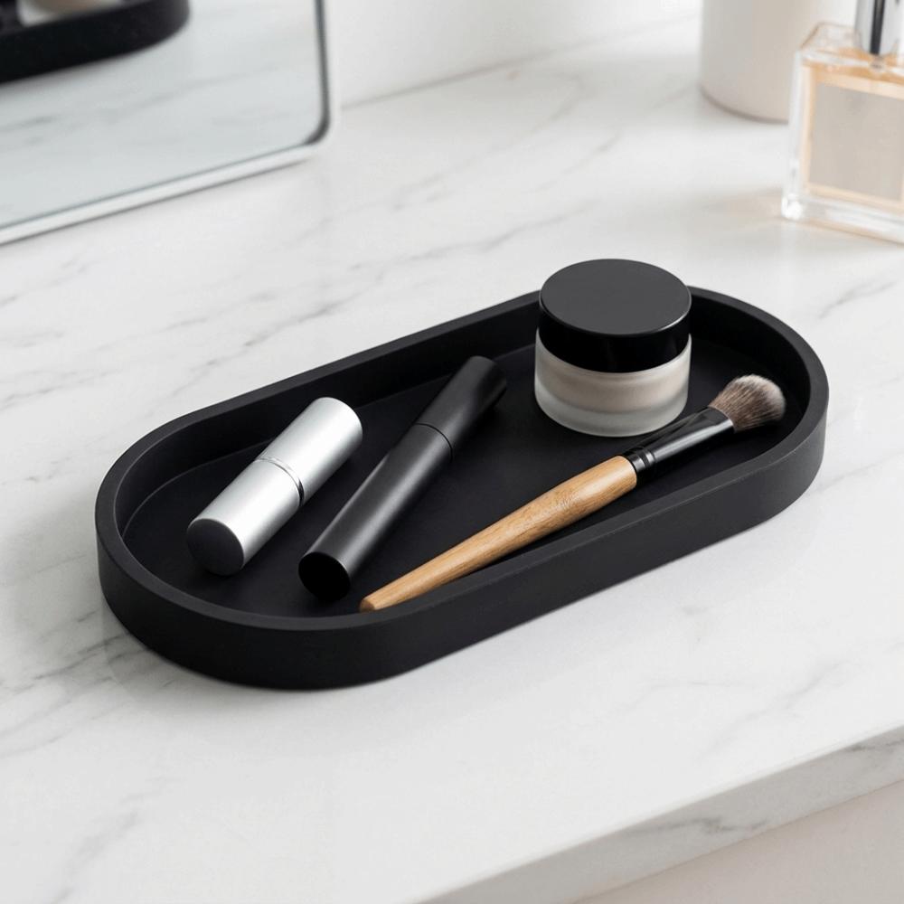 2Pcs Soft Storage Tray Silicone Desktop Holding Tray Space Saving Organizer Tray Vanity Table Use