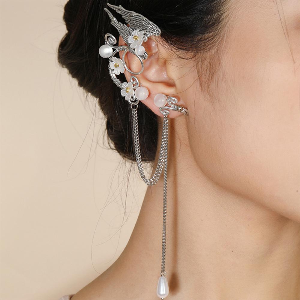 Estetické elfí náušnice s manžetami Andělská křídla Náušnice bez piercingu pro Halloween Cosplay Maškaráda Svatba