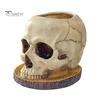 Desktop Plant Display Halloween Retro Skull Planter, Spooky Gothic Human Head Flower Pot, Indoor Potted Pot Skeleton Candy Bowl Decoration for