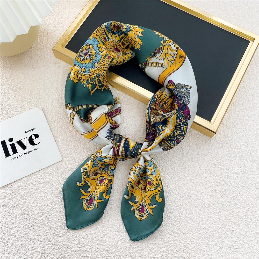 70 Silk Scarf: Small Square for Women - Lightweight Korean Fashion, Perfect for Spring, Summer, Autumn; Stylish for Flight Attendant or Neck Accessory