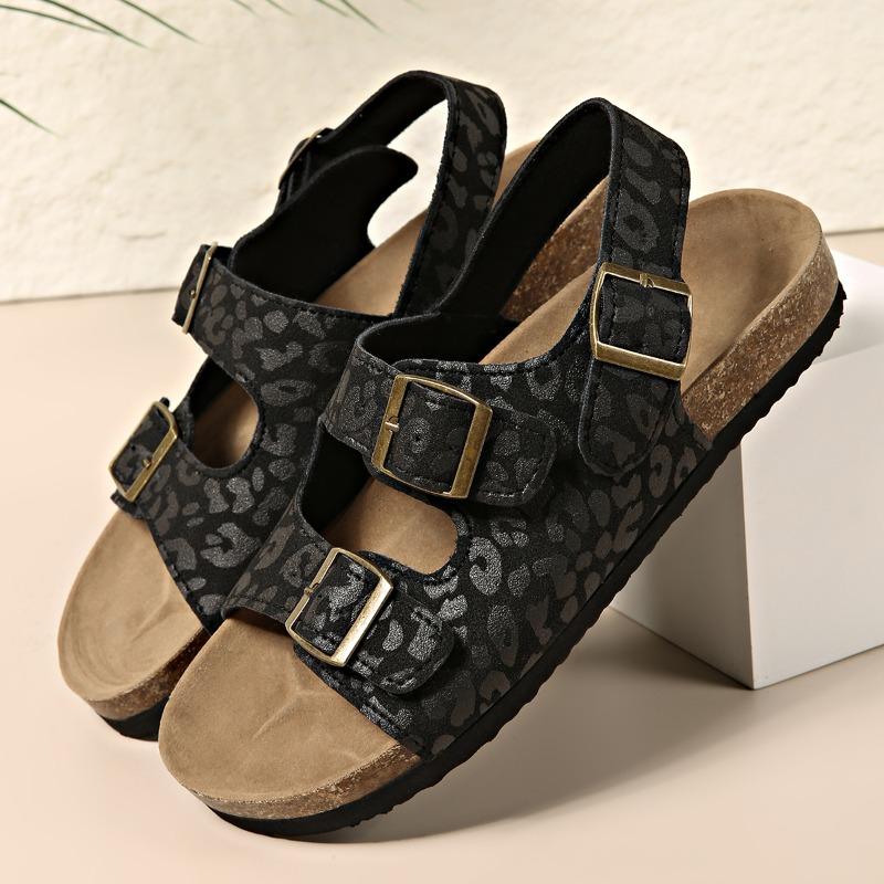Sandalias de Mujer Punta Redonda Suela Plana Hebilla de Cinturón Hebilla de una línea Zapatos de Tacón Bajo Ocio Playa Moda Combinan con Todo Sandalias De Mujer