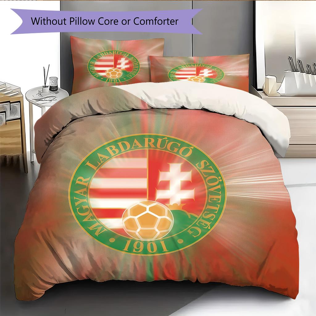 Hungary National Football Team  Pattern Bedding Quilt Set  Home Decoration  Gift (1 * duvet cover + 2 * pillowcase  without core)