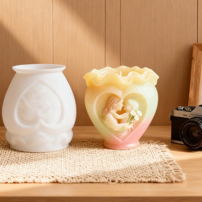 Heart Shaped Mother Daughter Silicone Planter Mould Crafting Tool For Casting Concrete Art And Home Decoration