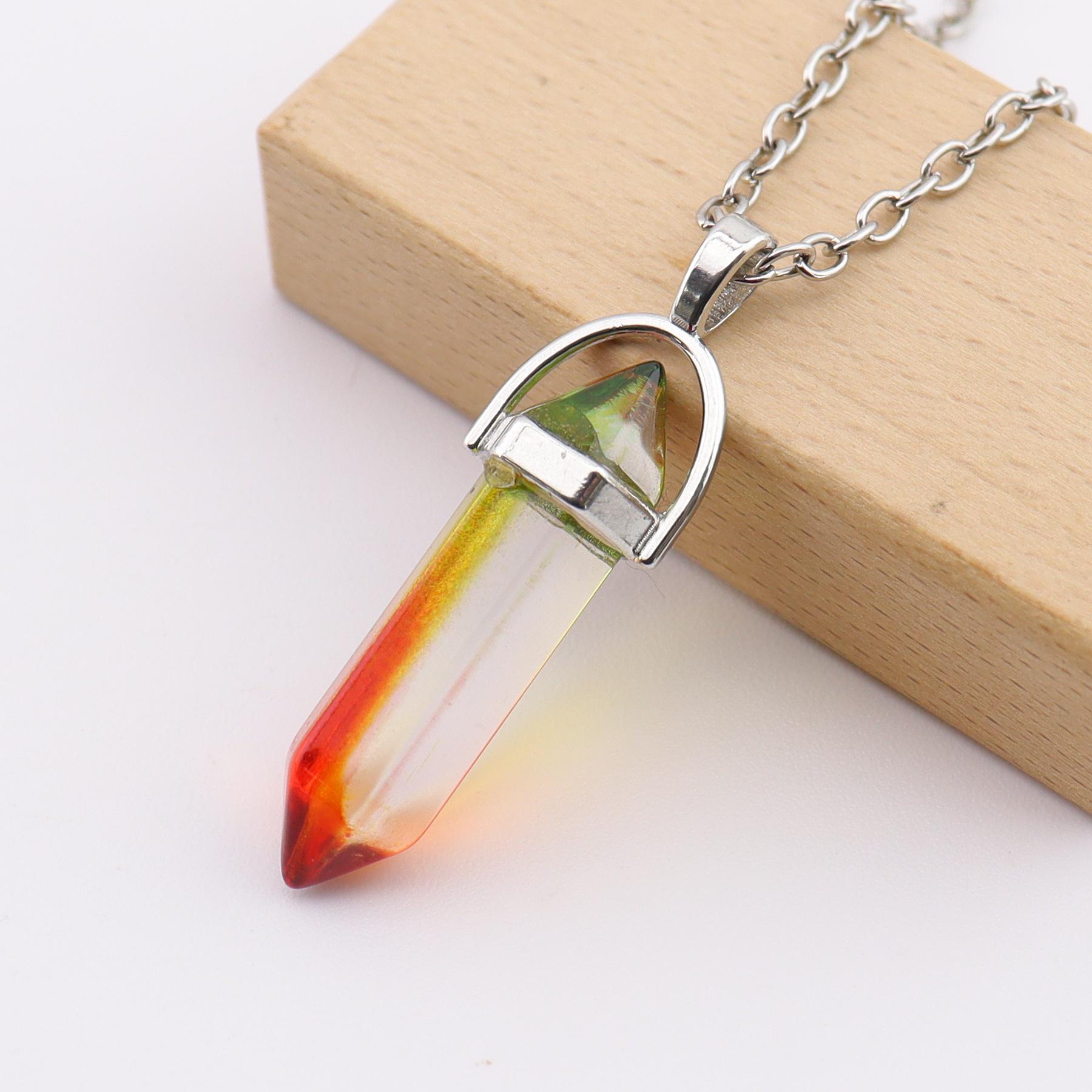 Шестигранный аметист и розовый кварц, оплетенные проволокой, подвеска-ожерелье N759