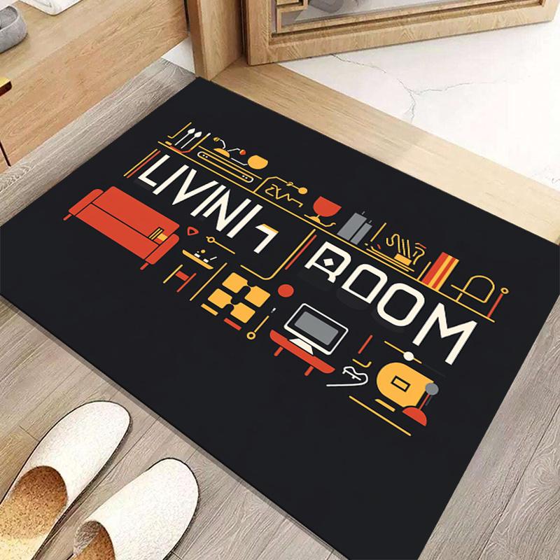 Floor Mat Crystal Fleece Non-Slip Living Room Carpet - Vibrant Geometric Design,  Polyester  Longest Side,