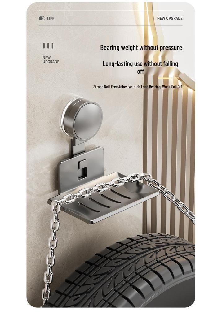 Wall-Mounted Punch-Free Aluminum Soap Holder with Suction Cup