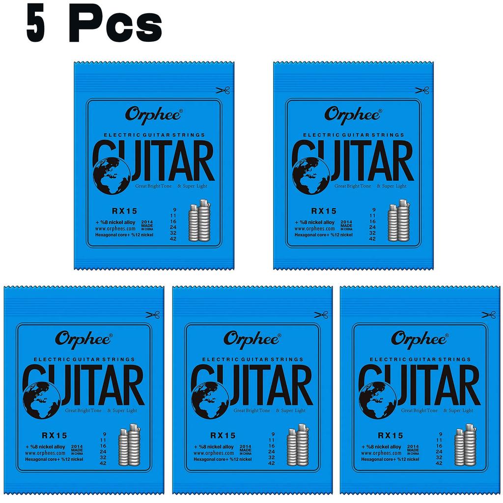 Orphee 1/5/10 Stück Elektrische Gitarrensaiten Satz RX Serie Sechskant Kohlenstoffstahl 6 Saiten für Elektrische Gitarren Zubehör & Teile