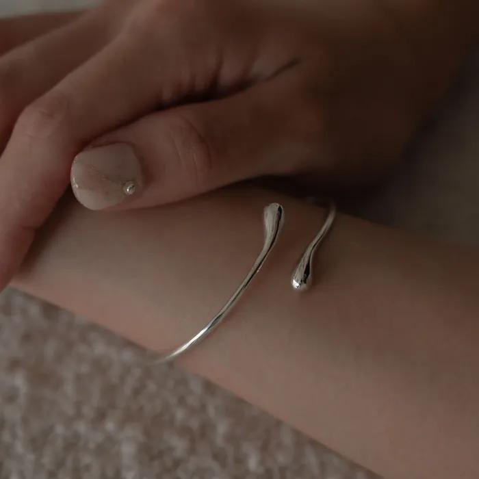 Silver925 Fluid Bangle Bracelet (2color)