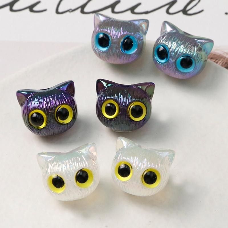 Cat Spacers Beads Animal Head Loose Beads for Earring Bracelet Necklace Jewelry Making Acrylic Colorful Cat Bead DIY Art