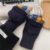 Cute Half-fingered Flip-top Fingerless Woolen Gloves New Fit Comfortable Winter Accessories Woolen Gloves Funny Knitted Gloves