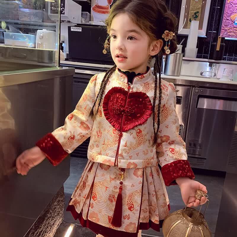 MIMIHELLO Girls  Chinese New Year Padded Tang Suit Set 130
