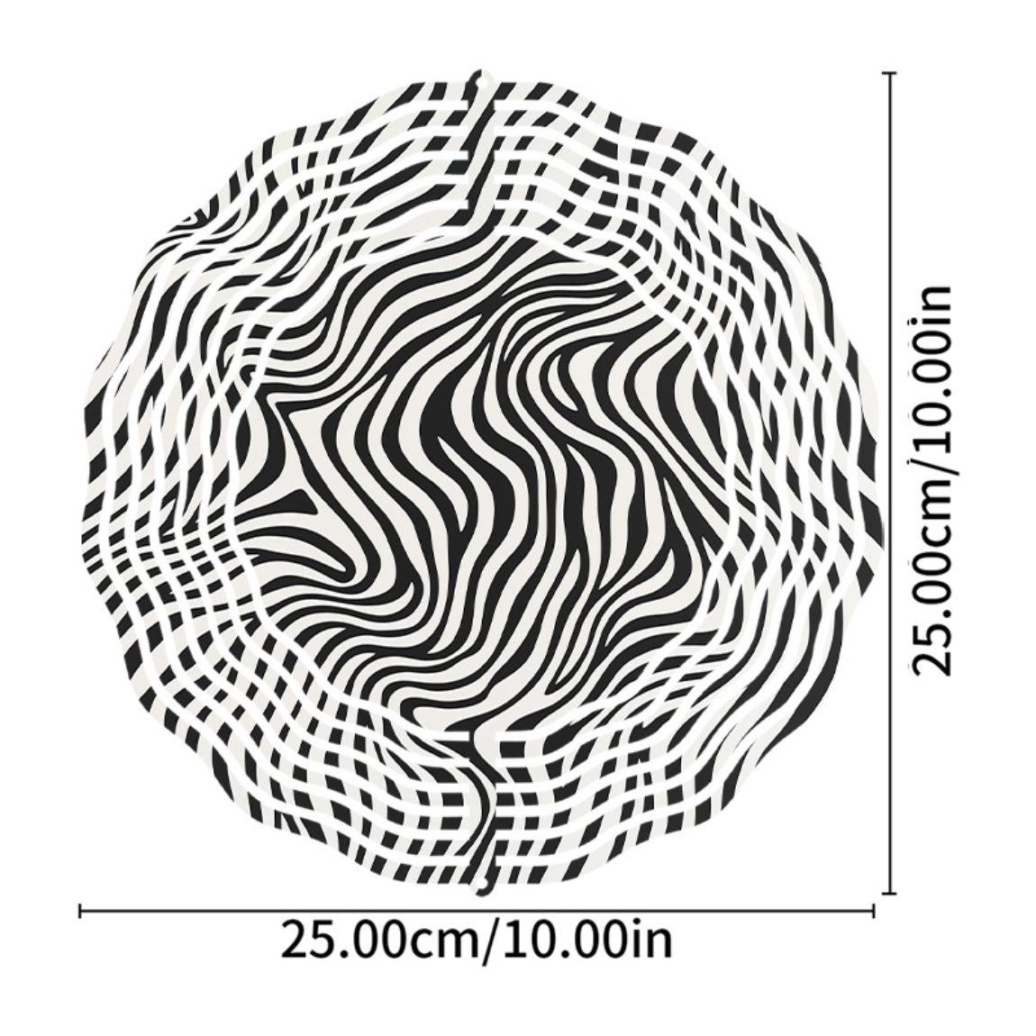 

10 Inch Hanging Wind Chime Black White Pattern Elegant Courtyard Decoration with 360 Rotating Hook Unique Dynamic Design Gift for Friends 01A