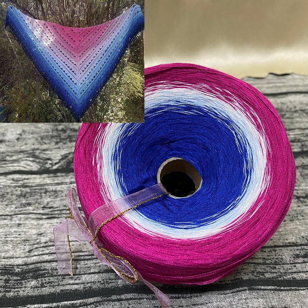 300g Pure Cotton Cake Thread Gradient Long Section Dyed No. 8 Lace Thread for DIY Hand-knitted Shawl Short-sleeved Skirt Blanket