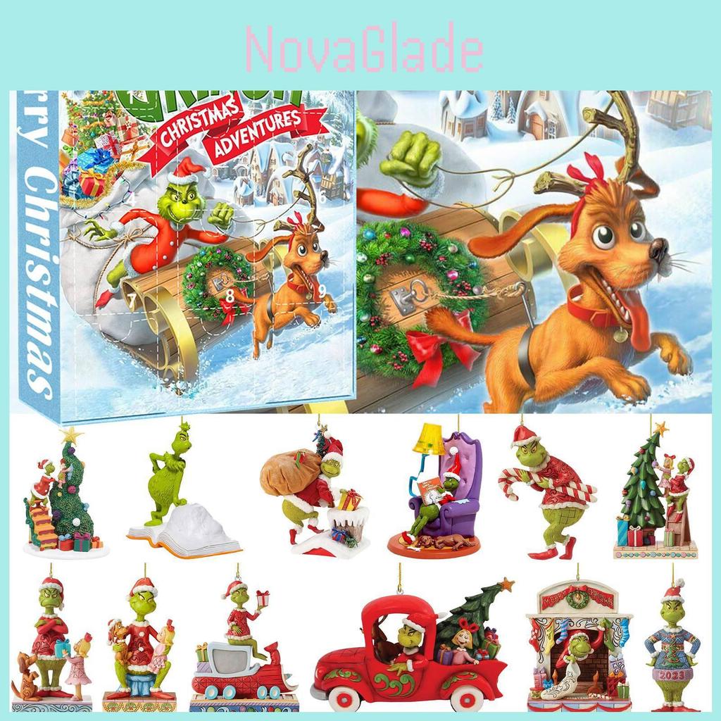 Creative Grinch Countdown Christmas Blind Box With Charming Acrylic Ornaments For Festive Decor