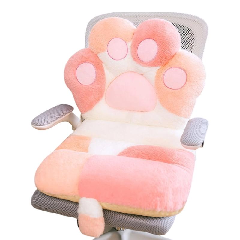 Backrest Cushion With Furry Fabric For Long Sitting Hours Office Study Cats Paws Design PP Cotton Filling Seat Pillow
