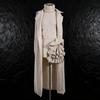 Fashionable Casual Suit Solid Color Long Coat Turtleneck Sweater Three-piece Flower Skirt