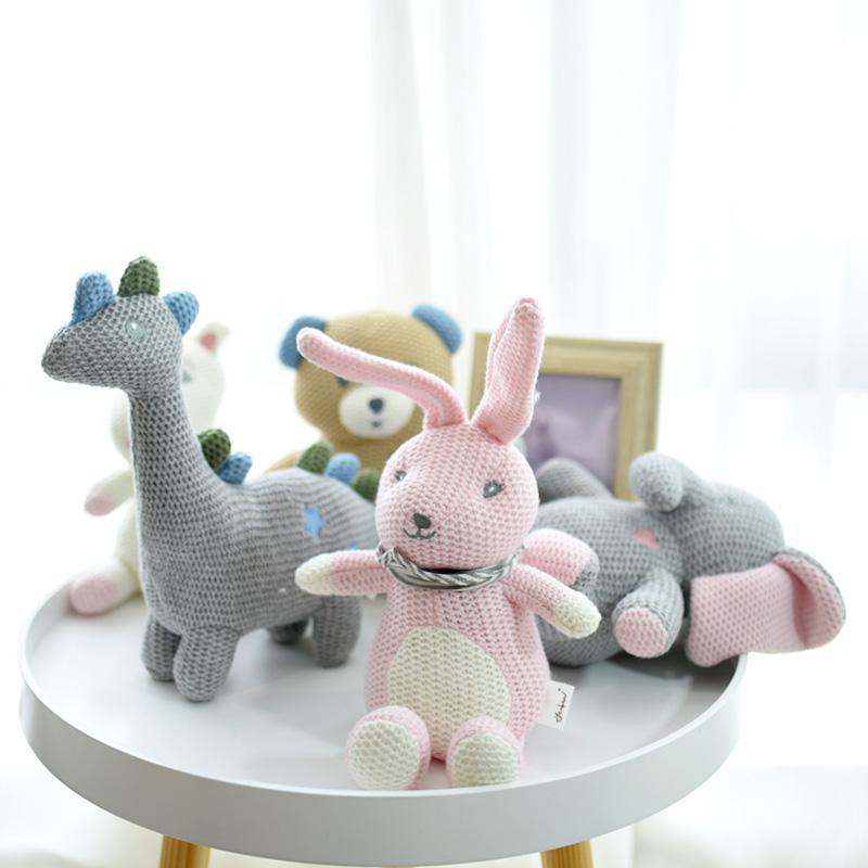 Korea Ins Rabbit Elephant Unicorn Plush Toy Bell Cute Baby Soothing Doll Knitted High Quality Gift For Kids