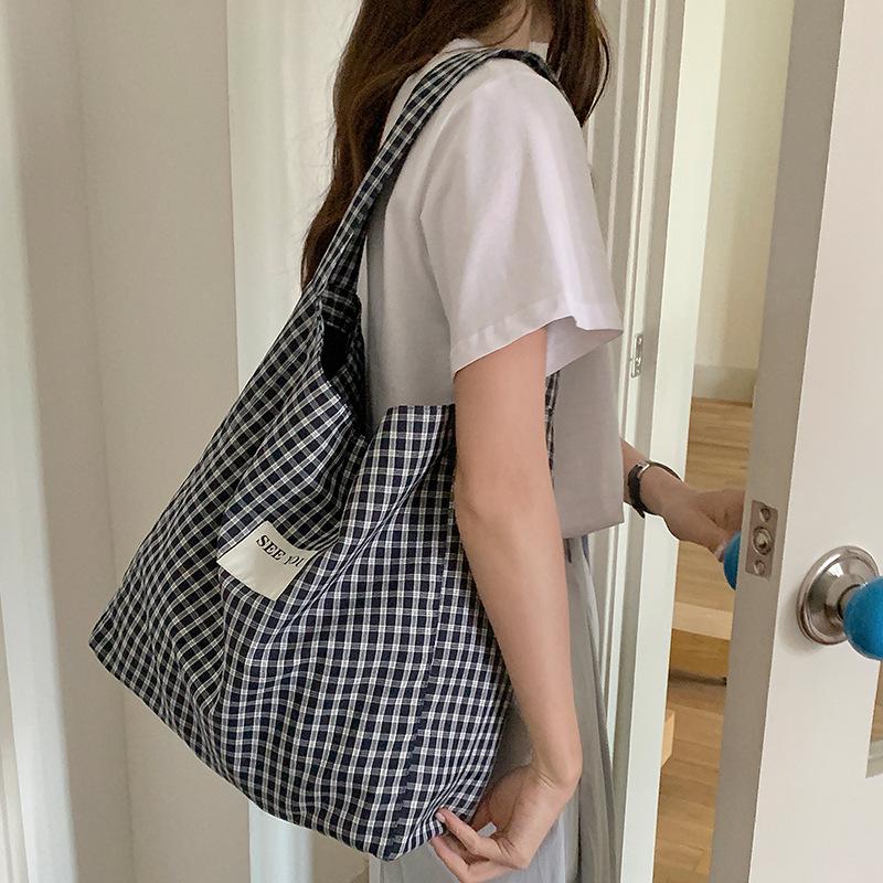 Spring Plaid Simple Fashion Tote: One-Strap, Large Commuter Bag
