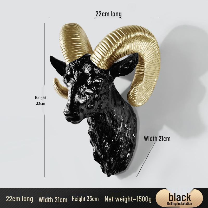 

Ретро Американское Настенное Украшение Голова Барана для Декора Гостиной - Голова Животного Мягкое Украшение чёрный